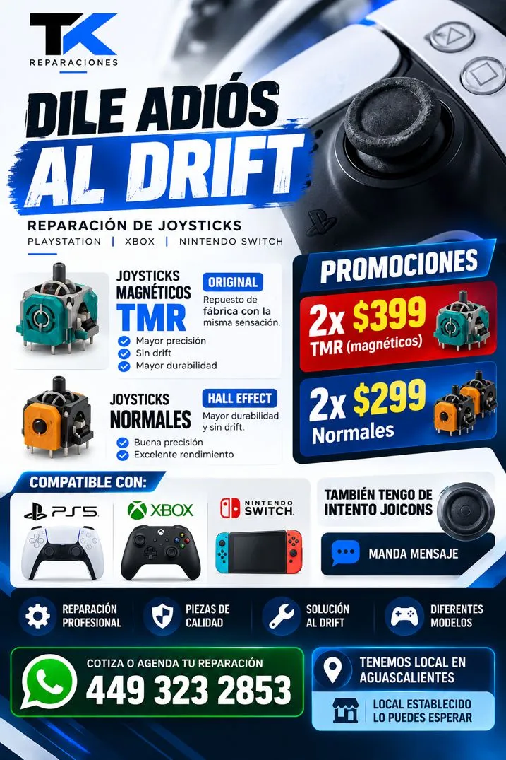 Descripción visual de ¿Tu Control Tiene Drift? | Reparación de Joysticks PS5, Xbox y Switch