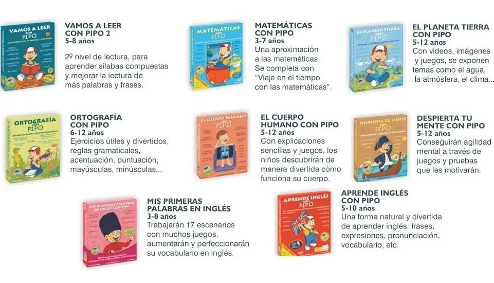 Juegos educativos Pipo que estimulan el aprendizaje en niños.